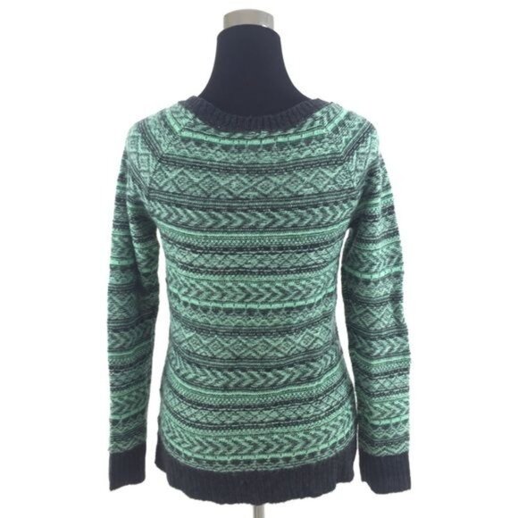 Vintage NWT American Eagle Outfitters Fair Isle Crew Neck Mint Green & Gray Cozy - Picture 4 of 7